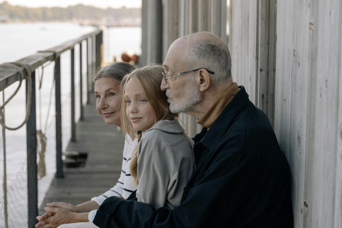 Three generations of family — grandparents and grandchild